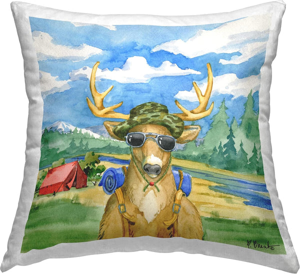 Stupell Industries Camping Gear Deer Nature Design Throw Pillow - 18 x 18, Multi-Color