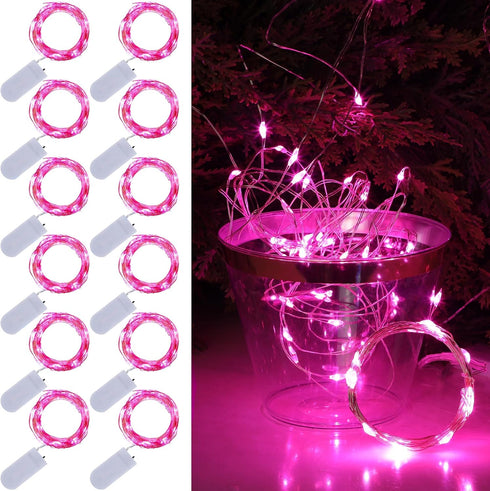WATERGLIDE 12 Pack Valentine's Fairy Lights Battery Operated (Included), 7 ft 20