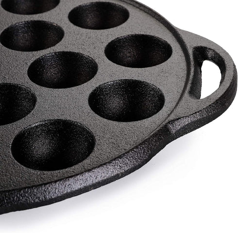 WUWEOT Non-Stick Aebleskiver Pan, Pre-Seasoned Cast Iron Pancake Octopus Ball Grill, 1.5" Diameter