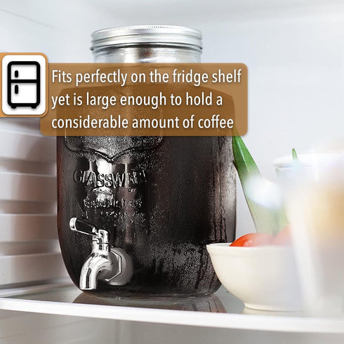 BTaT 1 Gallon Cold Brew Coffee Maker with Mason Jars, Iced Tea Maker, Glass Beverage Dispenser