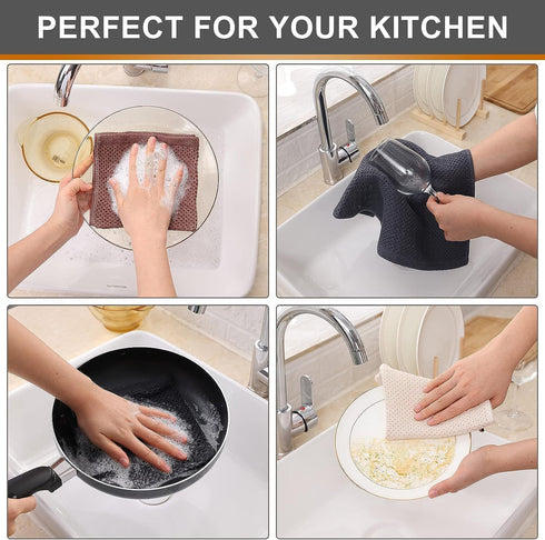 Kitinjoy 100% Cotton Kitchen Dish Cloths, 8 Pack Ultra Soft Absorbent Dish Towels, 12 X 12 Inch