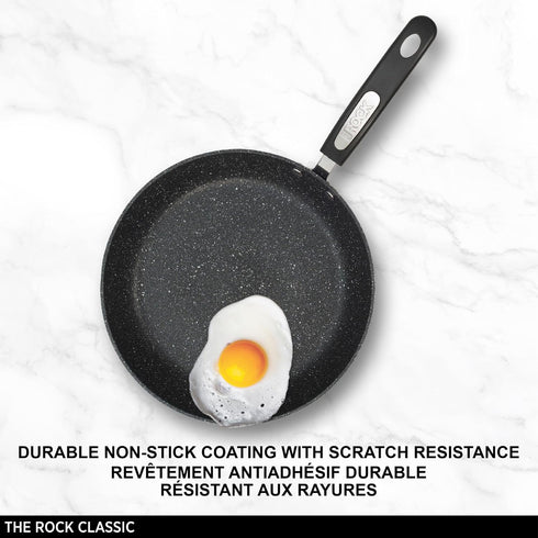 Starfrit The Rock 16cm Non-Stick Egg Fry Pan - 6.5" Durable Forged Aluminum, PFOA Free, Black