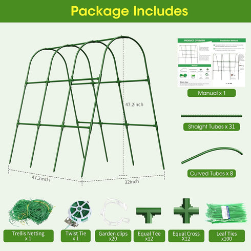 47.2x47.2 X21.6) Cucumber Trellis for Raised Bed,U-Shape Garden Trellis for Climbing Plants Outdoor, Metal Arch