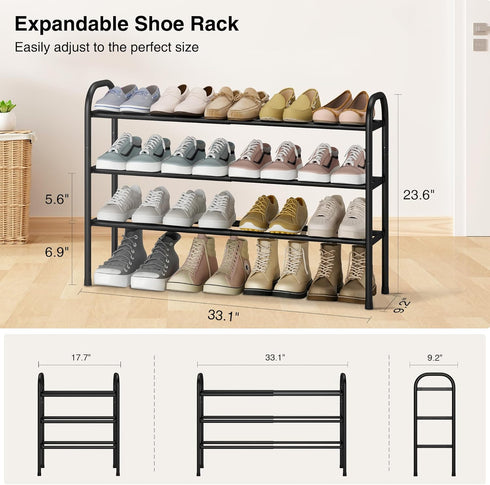 3-Tier Closet, 16 STO STO Expandable Shoe Rack, Metal Small Shoe Rack for Up to Pairs Adjustable Shoes Racks Storage