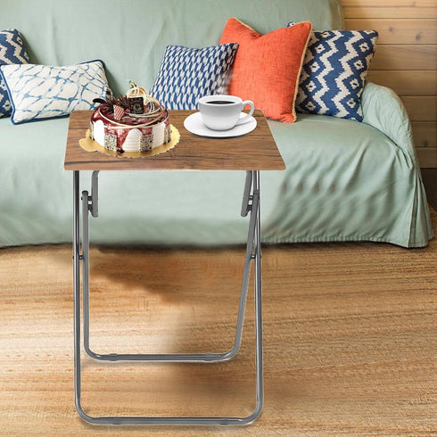 Required,15 18.9in(Yellow Brown,1pcs) Tv Trays Folding Tv Table, Dinner Table for Eating with Sturdy Metal Frame, Small