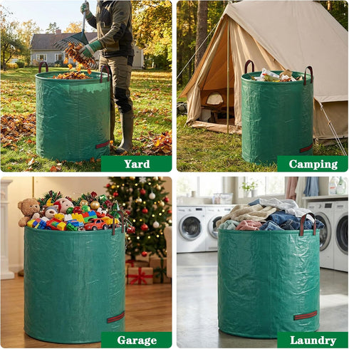 72 3 Pack 4 FEED GARDEN Gallon Reusable Yard Waste Bags, Heavy Duty Lawn and Leaf Bags with Reinforced Handles Stand Up