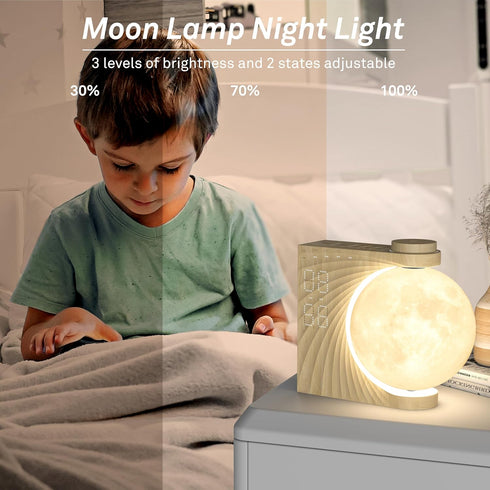 AIRIVO Alarm Clock for Bedrooms, Sunrise Alarm Clock Wake Up Light for Kids Teens, White Noise Sound Machine, Moon