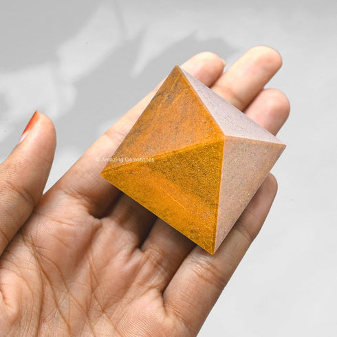 Yellow Jasper Pyramid Crystal Healing Stones, 1.5" Natural Stone Figurine for Meditation, Reiki, Chakra Balancing