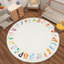 Round ABC Kids Rug,5.2 ft Animal Alphabet Playroom Rug,Washable Non-Slip Cute Nursery