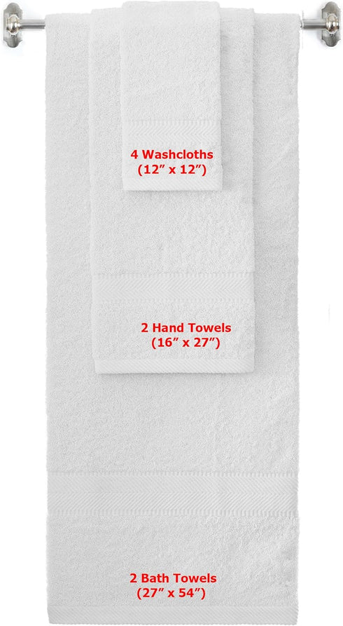BY LORA Set Set 8 Cotton Terry Bath Towel, Hand Towel and Wash Cloth Nautical Teal