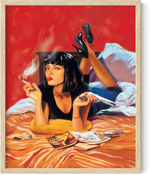 HAUS AND HUES 90s Movie Scene Poster for Room Aesthetic, Retro Wall Art, Noir Film College Decor UNFRAMED (16x20)