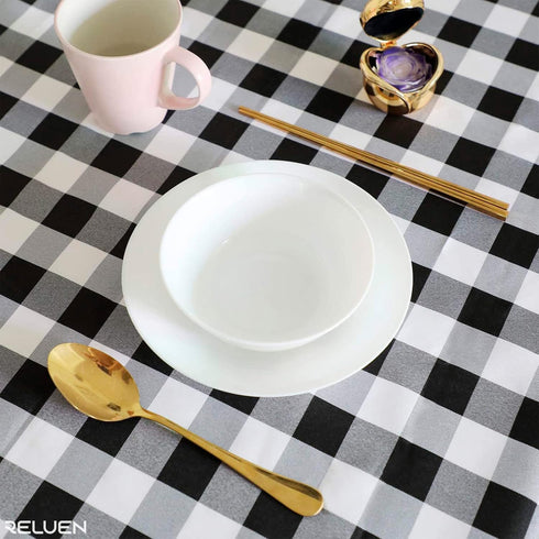Buffalo Plaid Tablecloth 35 ? 35" - Black and White Checkered, Machine Washable Polyester, Waterproof, Durable for