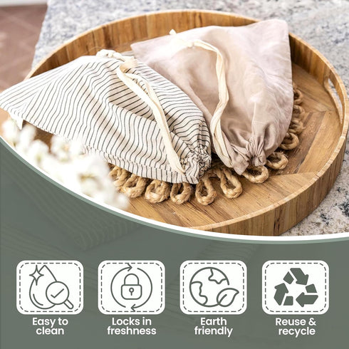 Pack 2 Ark & Aron Reusable Bread Bags - of Beeswax Bread Bags for Sourdough | Linen Bread Bag for Homemade Breads |