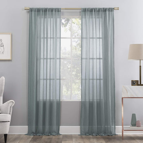 No. 918 Genevieve 2-pack Linen Weave Sheer Grommet Curtain Panel Pair | 50" x 63", Harbor
