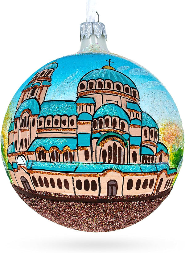 4 Inches Glass Ball Christmas Ornament - Nevski Cathedral, Sofia, Bulgaria