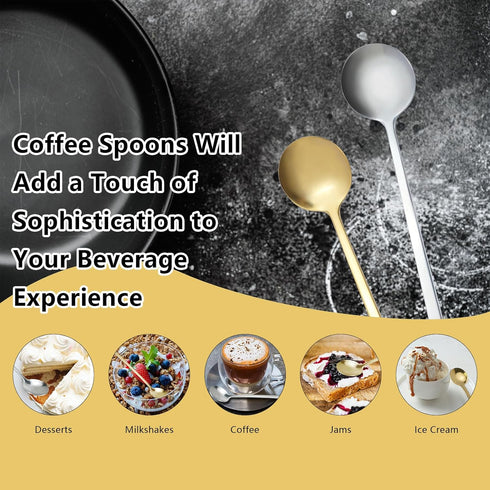 20 Pcs 6.8 Inches Coffee Spoons, Espresso Spoons, Stainless Steel Stirring Spoons with Long Handle, Cute Mini Gold