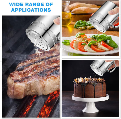 12 10 oz Lallisa Pcs Stainless Steel Spice Shakers with Holes and Lids Dredge Shakers with Handle Versatile Salt Shaker