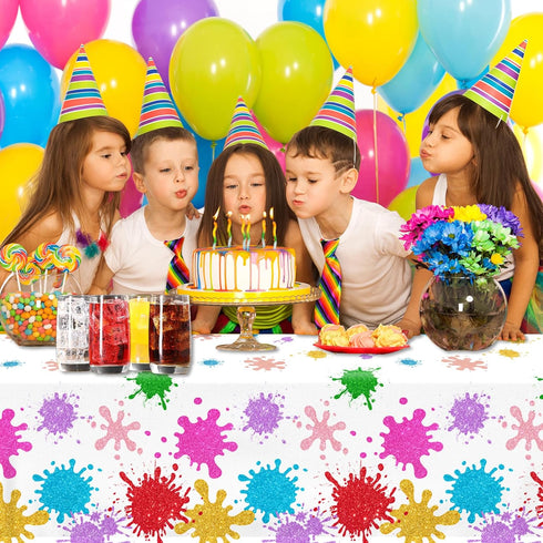 CMUSKO Paint Party Decorations 3Pcs Art Paint Party Tablecloth Plastic Watercolor Painting Party Table Covers for Paint Splatter Birthday Party Decorations Supplies, 108x180cm