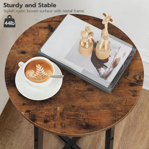 15.7" BF95BZ01 HOOBRO Side Table, Round End Accent Table with Sturdy Metal Frame, Round Nightstand, for Living Room