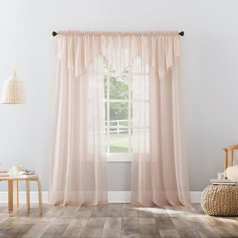 No. 918 Erica Crushed Sheer Voile Rod Pocket Curtain Panel – 51" x 84", Whisper Pink