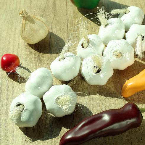 1 Gresorth Pcs Artificial White Garlic String Fake Ceramics Vegetable Hanging Decoration Lifelike Onion Garland