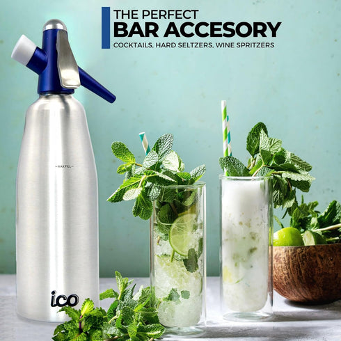 8g C02 1L/1 ICO Soda Siphon, Sparkling Water Maker, Soda Maker, Carbonated Water Machine for Fresh Soda Water