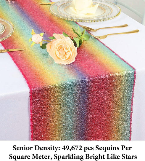 12x72-Inch 72 Inch DUOBAO Rainbow Sequin Table Runner Coffee Table Runners Dining Home Decor Christmas Runners