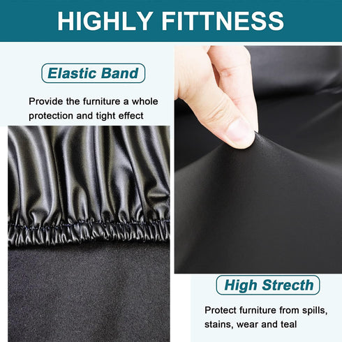 HFCNMY 4Pcs 12-17 Inch Stool Covers, Waterproof Stretch PU Round Bar Stool Covers, Protective Seating for Chair