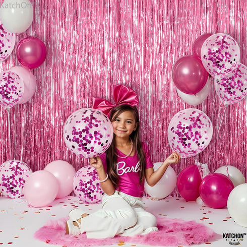KatchOn Pink Streamers for Pink Party Decorations - XtraLarge 3.2x8 Feet, Pack of 2 for Birthday, Bachelorette, Baby