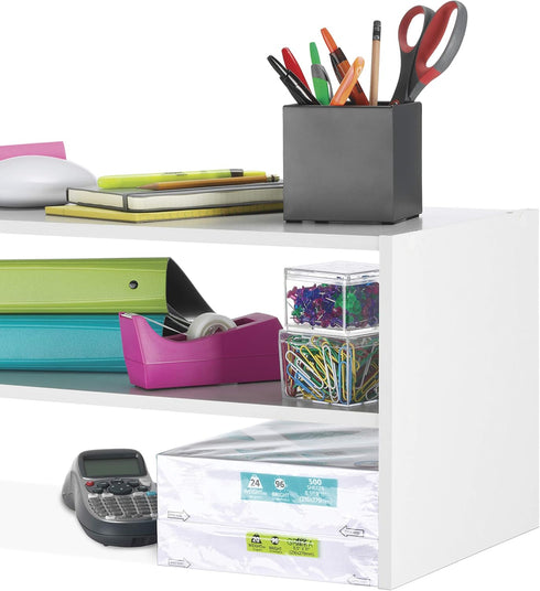 31" 2-Shelf Whitmor Stackable Extra Wide Storage Organizer, White