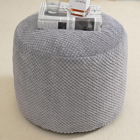 Homlazeezy Round Stuffed Pouf Ottoman for Foot Rest, Faux Fur Poufs with Foam