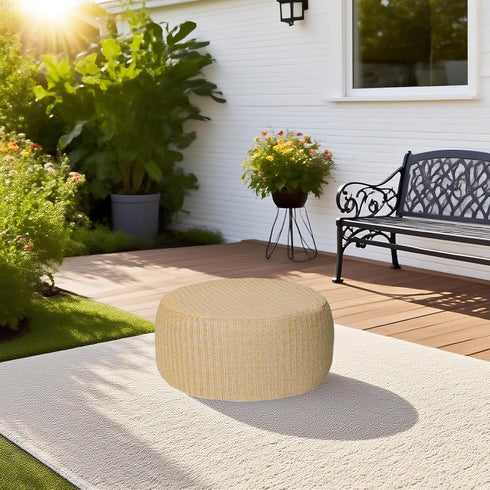GLADTRAX D21x H9, Outdoor Inflatable Ottoman with Air Pump, Fade-Resistant Patio Footrest Stool Round Pouf Ottoman