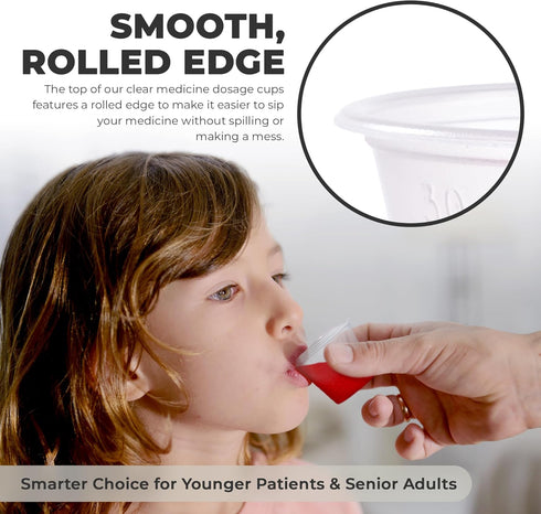 Graduated 1 oz Plastic Medicine Cups, Clear Containers for Medications, Disposable or Reusable, 100 Count