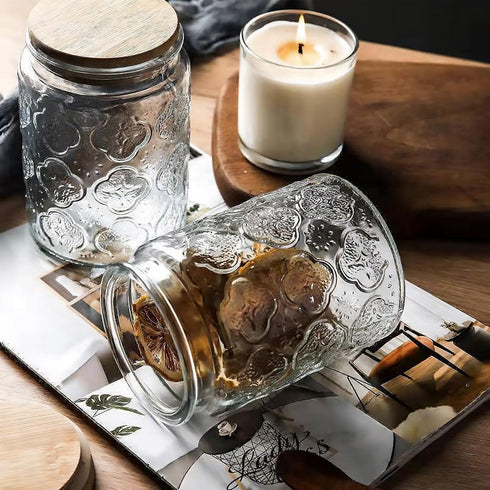 35oz Counter (35oz Custde Glass Storage Jars With Airtight Lid, Canister For Kitchen with Bamboo Lid, brown sugar