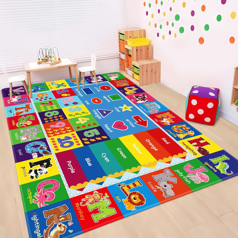 3'X5' Kids Rug for Playroom, ABC Educational Play Mat, Non-Slip Soft Rugs for Kids Room, Toddler Baby Nursery Floor Rug