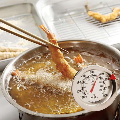 HIC Kitchen Large Easy-Read Face Roasting Deep Fry Candy Jelly Thermometer, Stainless Steel Stem with Sheath