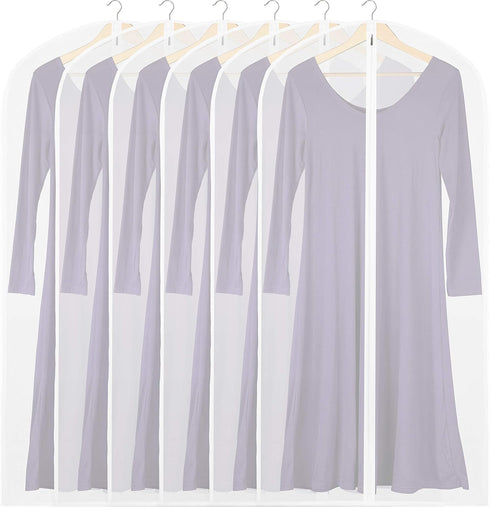 Simple Houseware 50-Inch Clear Garment Bags with Zipper, 6 Pack for Suits, Dresses, Costumes, Uniforms
