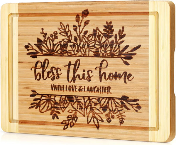 Engraved Cutting Board for New Home Owner, Housewarming Gift Ideas - Bless This Home with Love and Laughter