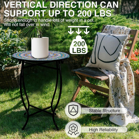 Weogot 14" Outdoor Metal Side Tables, Round Patio Side Table, Weather Resistant Metal End Table Side Table for Patio