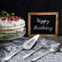 Personalized Happy 70th Birthday Laser-Engraved Stainless Steel Utensil Set - Cake Server, Spoon, Fork