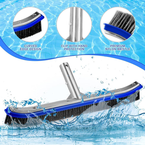 Unipool 18" Pool Brush Head | Heavy Duty Floor Brush | Stainless Steel Brush | Metal Pool Scrubber Brush | Wire
