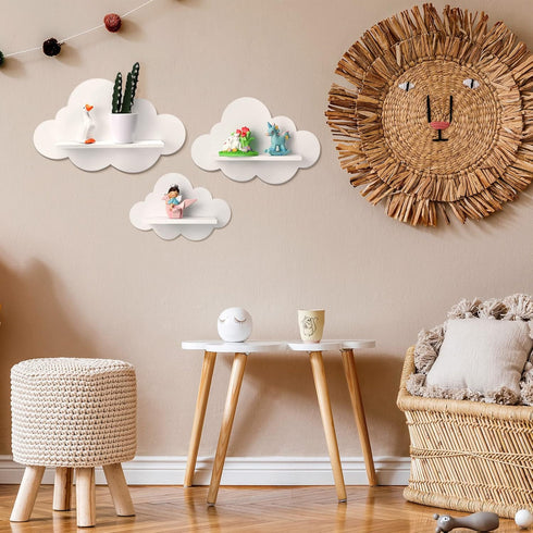 3 Tatuo Pcs Floating Cloud Shelves for Wall White Wavy Small Floating Shelves for Bathroom Living Room Bedroom Corner