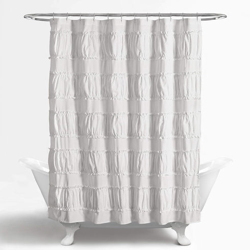 Lush Decor White Nova Ruffle Shower Curtain - 72" x 72"