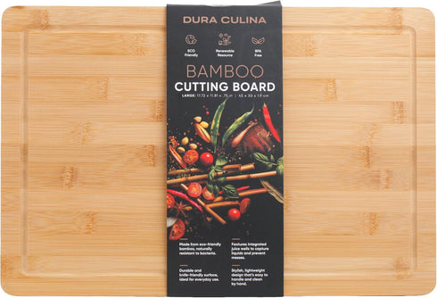 17.72 11.81 Dura Living Bamboo Cutting Board x Heavy Duty, Eco-Friendly Chopping Board for Kitchen Prep, Meat