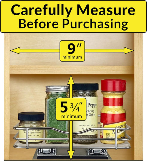 8-3/8 inch 1 LYNK PROFESSIONAL Pull Out Spice Organization for Cabinets - Wide Spice Rack for Inside Cabinets, Slide