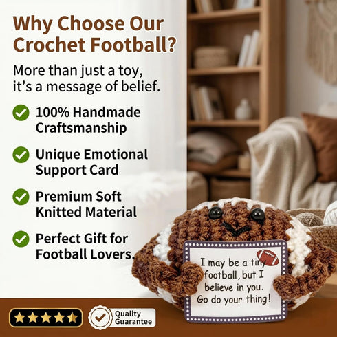 KATOCHUG Funny Crochet Football Gift for Football Dads and Moms, Emotional Support Mini Football Plush, Handmade