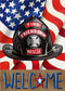 Welcome Firefighters Helmet Garden Flag, Fireman Emergency Rescue Alert Decorations, Double Sided 12x18 Outdoor Decor