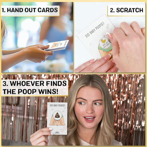 Did Baby Poopie Boy Baby Shower Scratch Off Game - Hilarious Losing Emoji Phrases on Cards for Coed Party, Fun & Easy