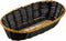 Winco Oblong Woven Basket, Black with Gold Trim, 9" x 6.5" x 2.25"