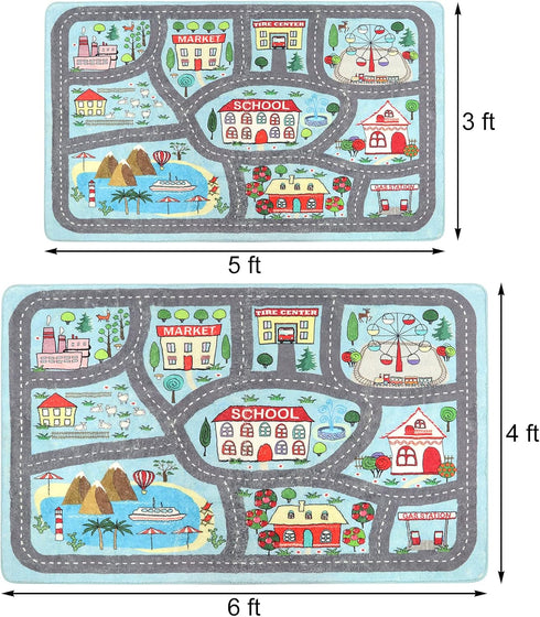 4 6, Extra Large Kids Playroom Rug Play Carpet x Blue Educational Childrens Play Mat, Learning & Have Fun Safely